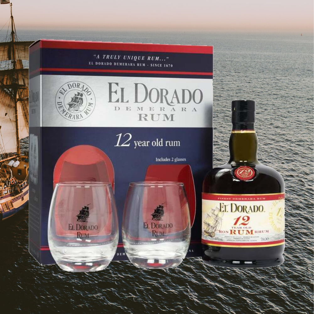 El Dorado Rhum 12 Ans Coffret Cadeau 2 verres